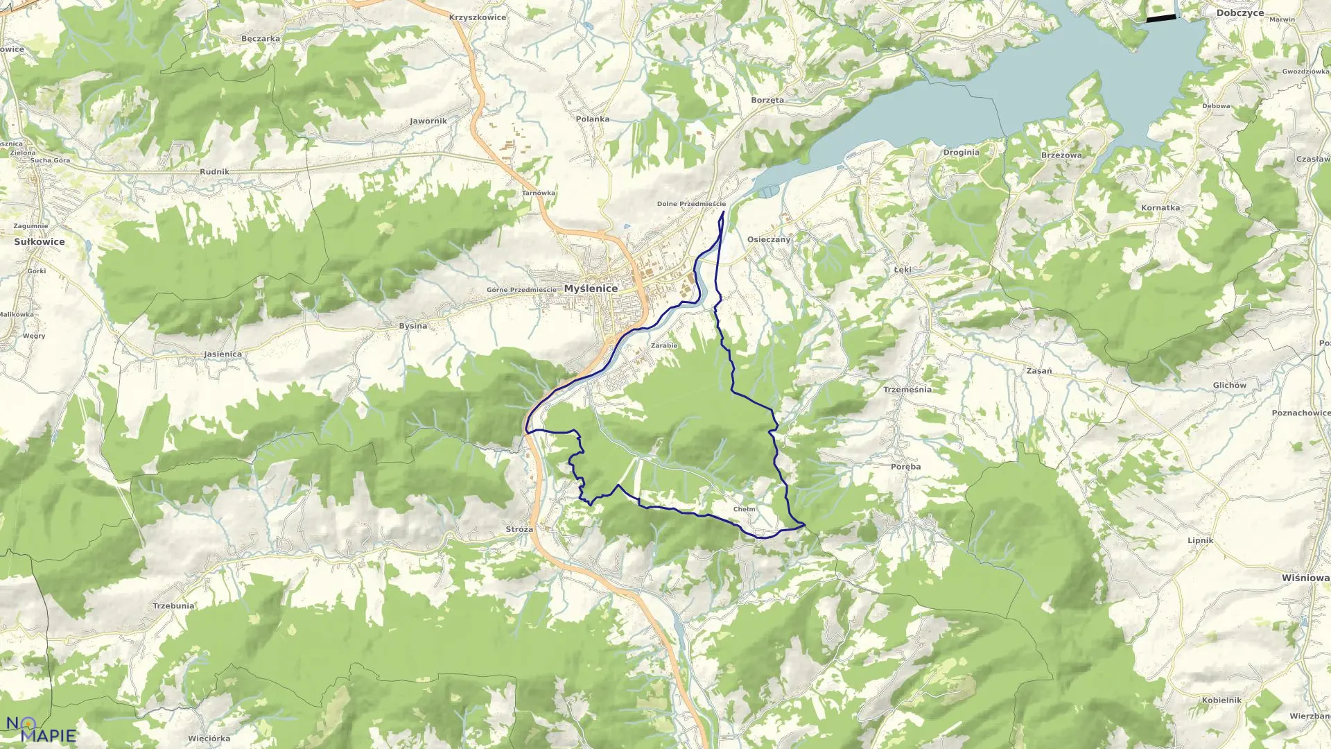 Mapa obrębu Myślenice 4 w gminie Myślenice